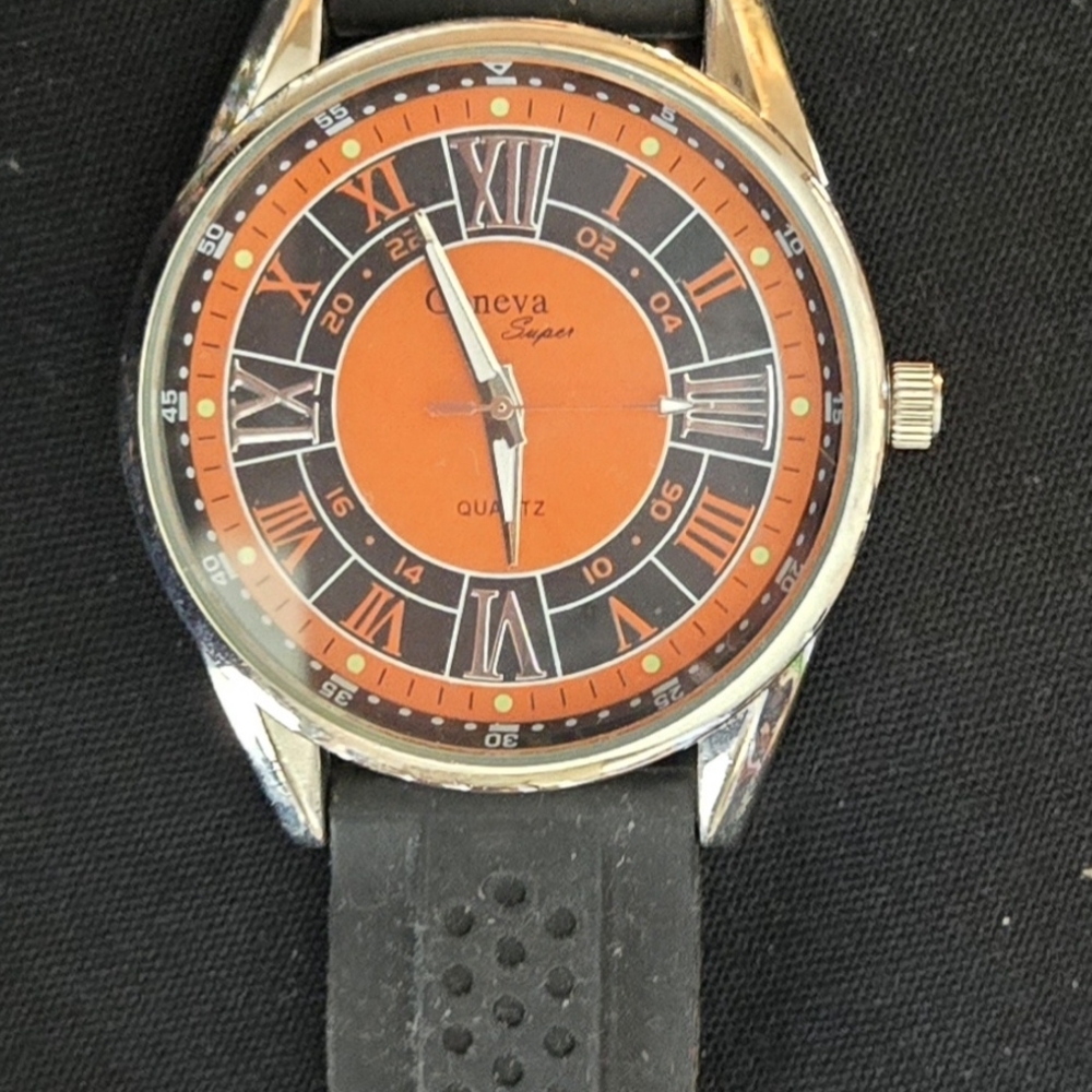 Orange and Black Quartz Watch New W Box
